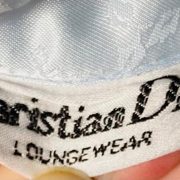 Vtg Christian Dior Loungewear Plus 2X 3X Kaftan Robe House Dress Blue Satin - Picture 5 of 5